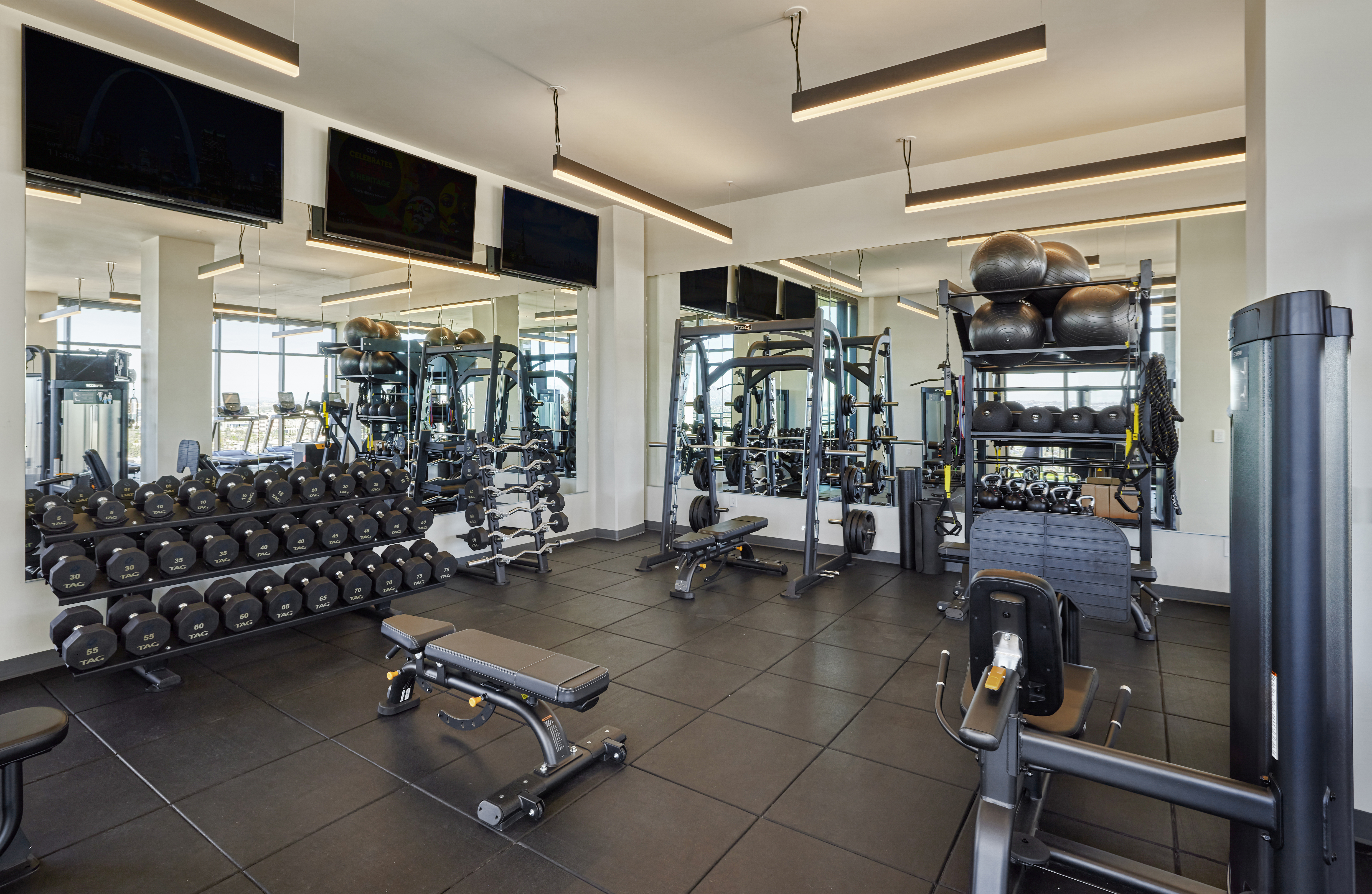 Weights section in fitness center